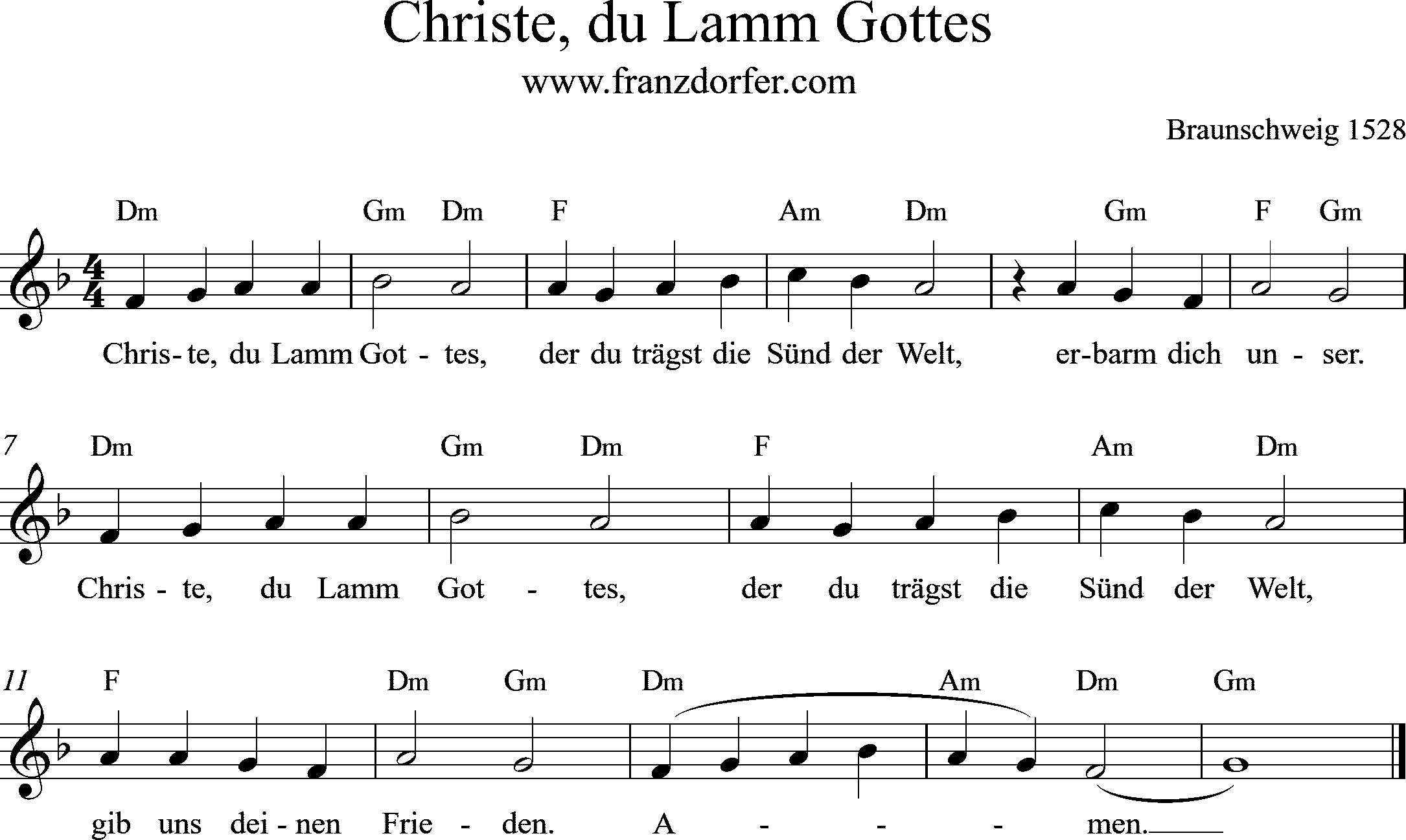 Noten - Christe du Lamm Gottes